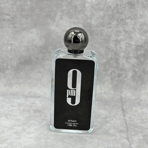 Afnan 9PM 3.4 FL Oz 100 ML Black Gray Clear Empty Collector Glass Bottle Only - Picture 1 of 6
